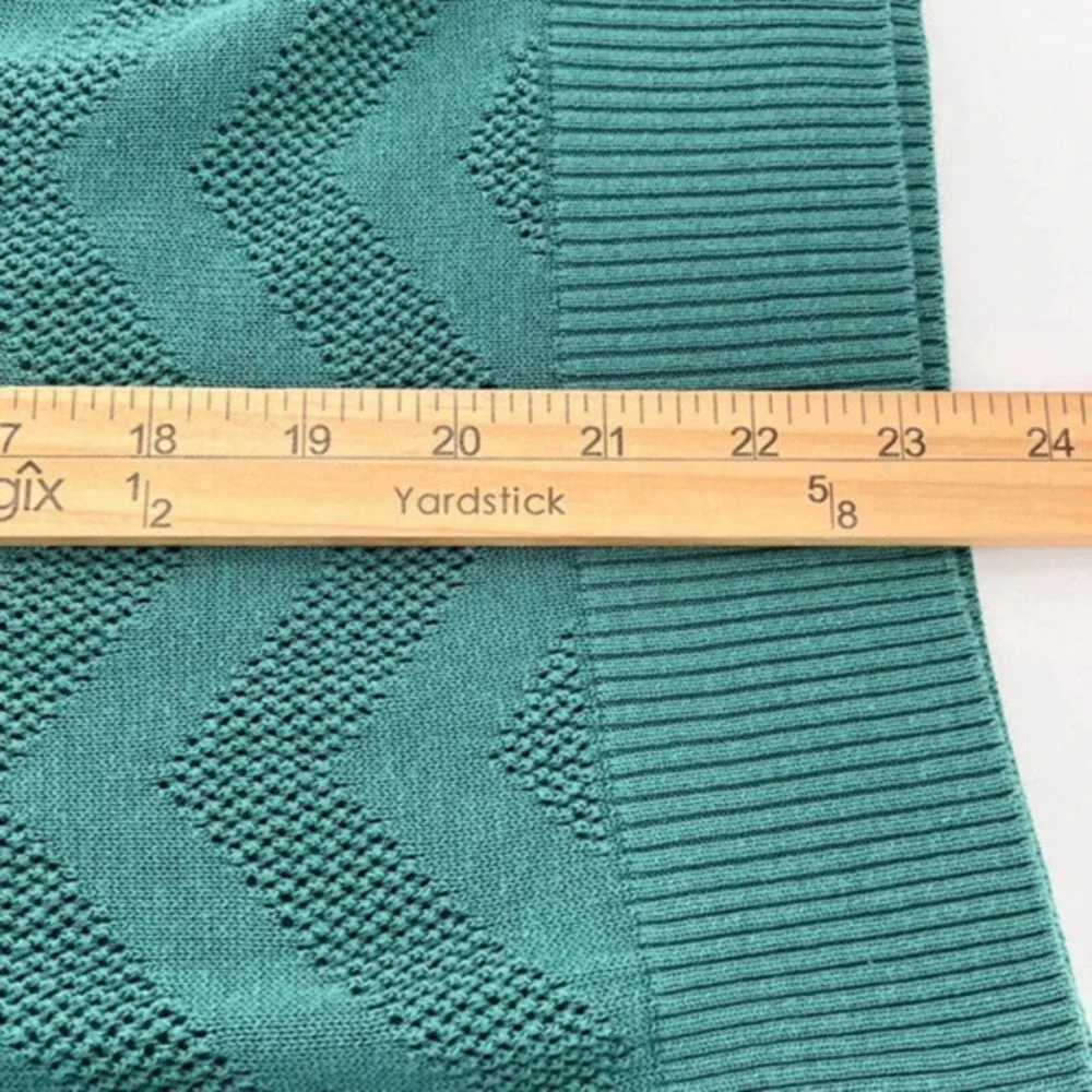 Modcloth Sweater Womens‎ S Green Crochet Knit Sheer Long Sleeve Pullover Casual
